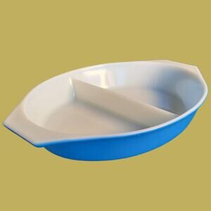 Vintage 1960s Royal Blue Divided 1.5 Quart Vegetable Server